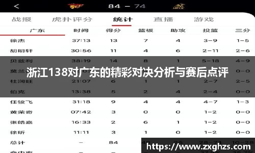 浙江138对广东的精彩对决分析与赛后点评